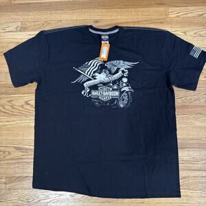 Harley Davidson T Shirt Mens 3XL Black American Flag Eagle Tampa Florida Biker
